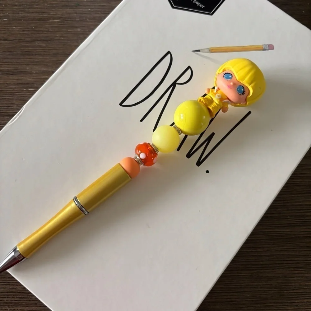Rainbow Brite: Canary Yellow handmade beaded pen